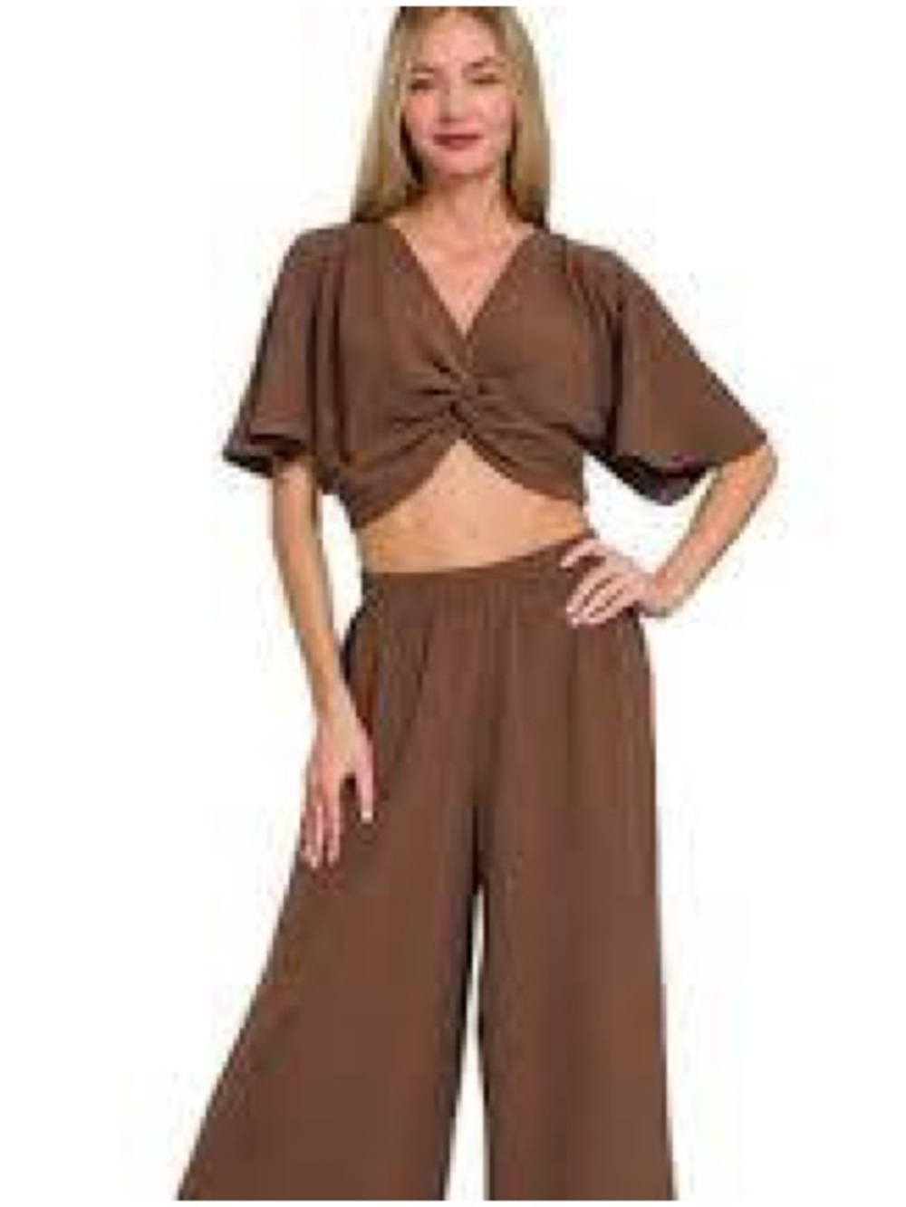 Zenana twist Airflow Wide leg Pant 2pc Set